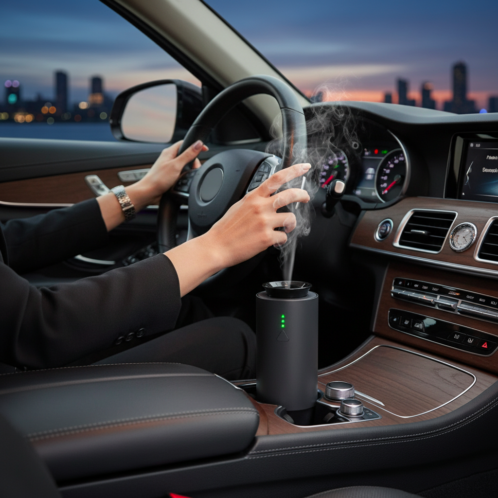 Ambiance d'intérieur Auréa Drive – Diffuseur par Nébulisation Compact, huile parfumée · et · Essentia Scent