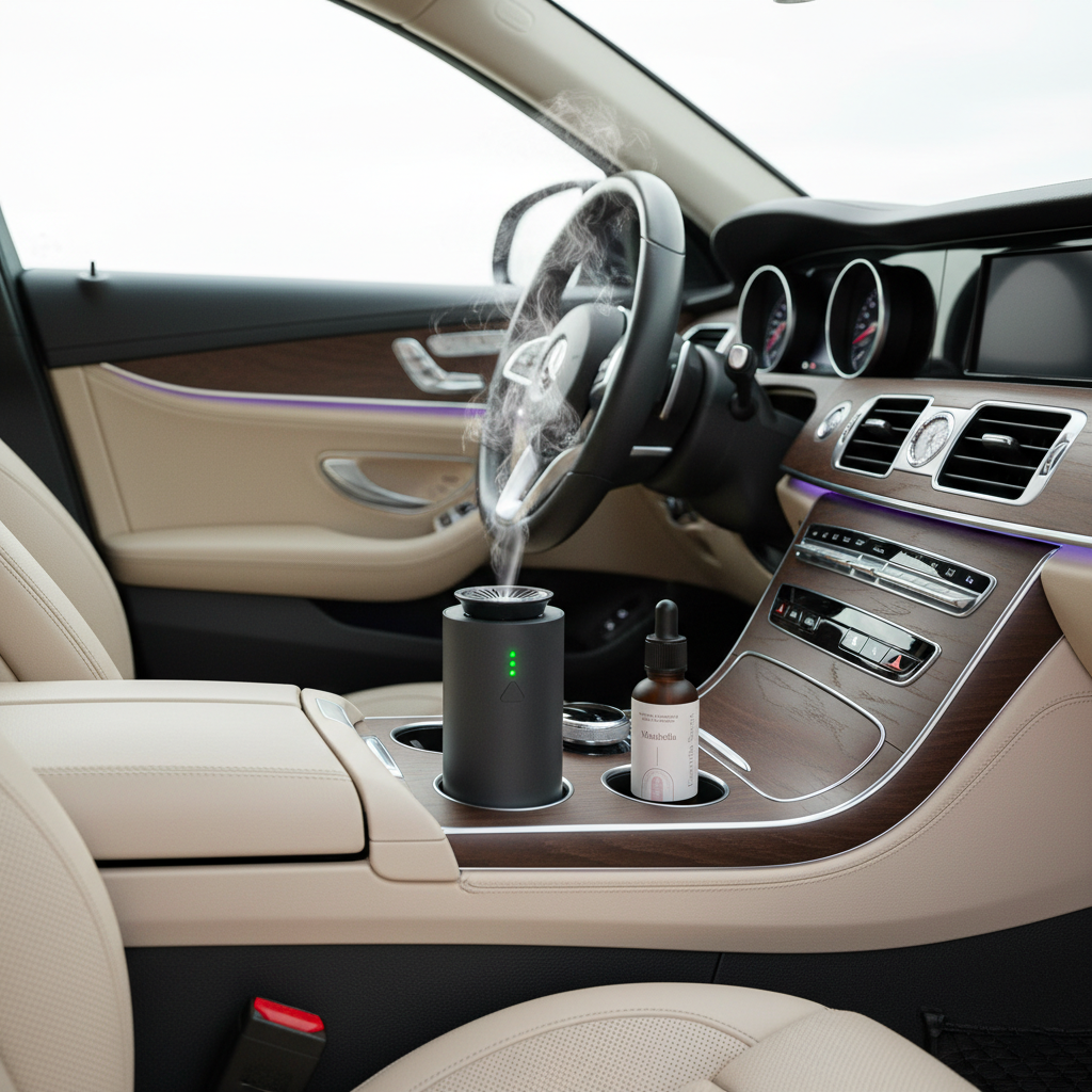Auréa Drive – Diffuseur par Nébulisation Compact lifestyle d'intérieur, parfum d'ambiance · Note de tête · Essentia Scent