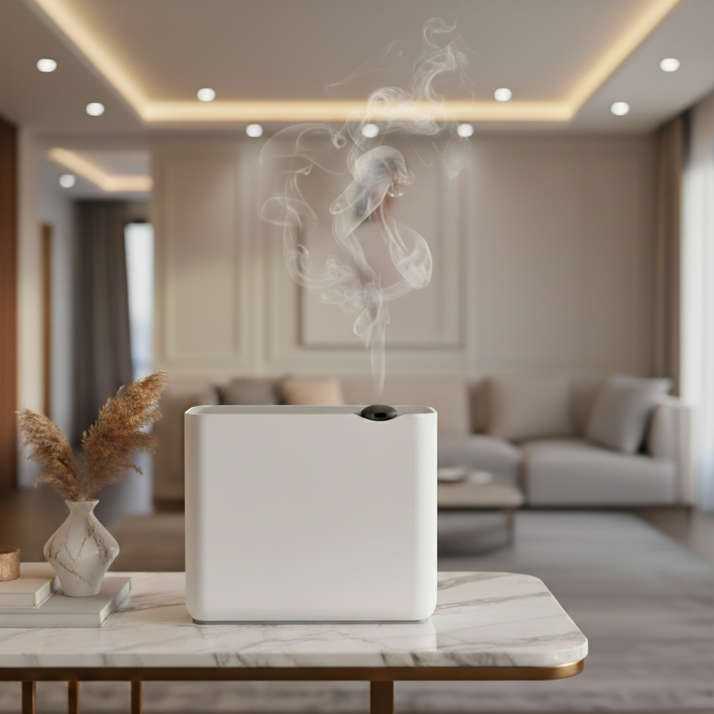 Ambiance d'intérieur Brumeo – Diffuseur par Nébulisation Haute Capacité, huile parfumée · et · Essentia Scent