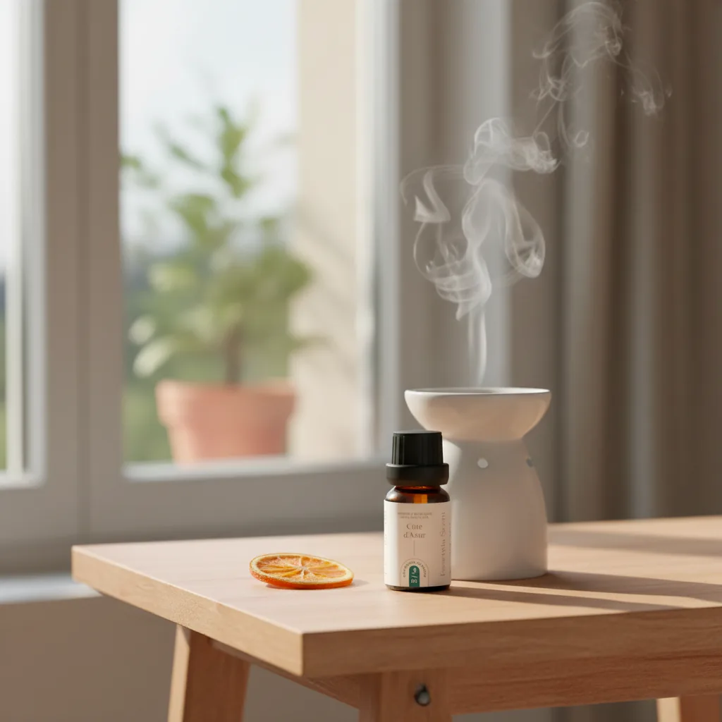 Côte d'Azur en brûle-parfum avec orange séchée et terre cuite · Parfum d'ambiance hespéridée Essentia Scent