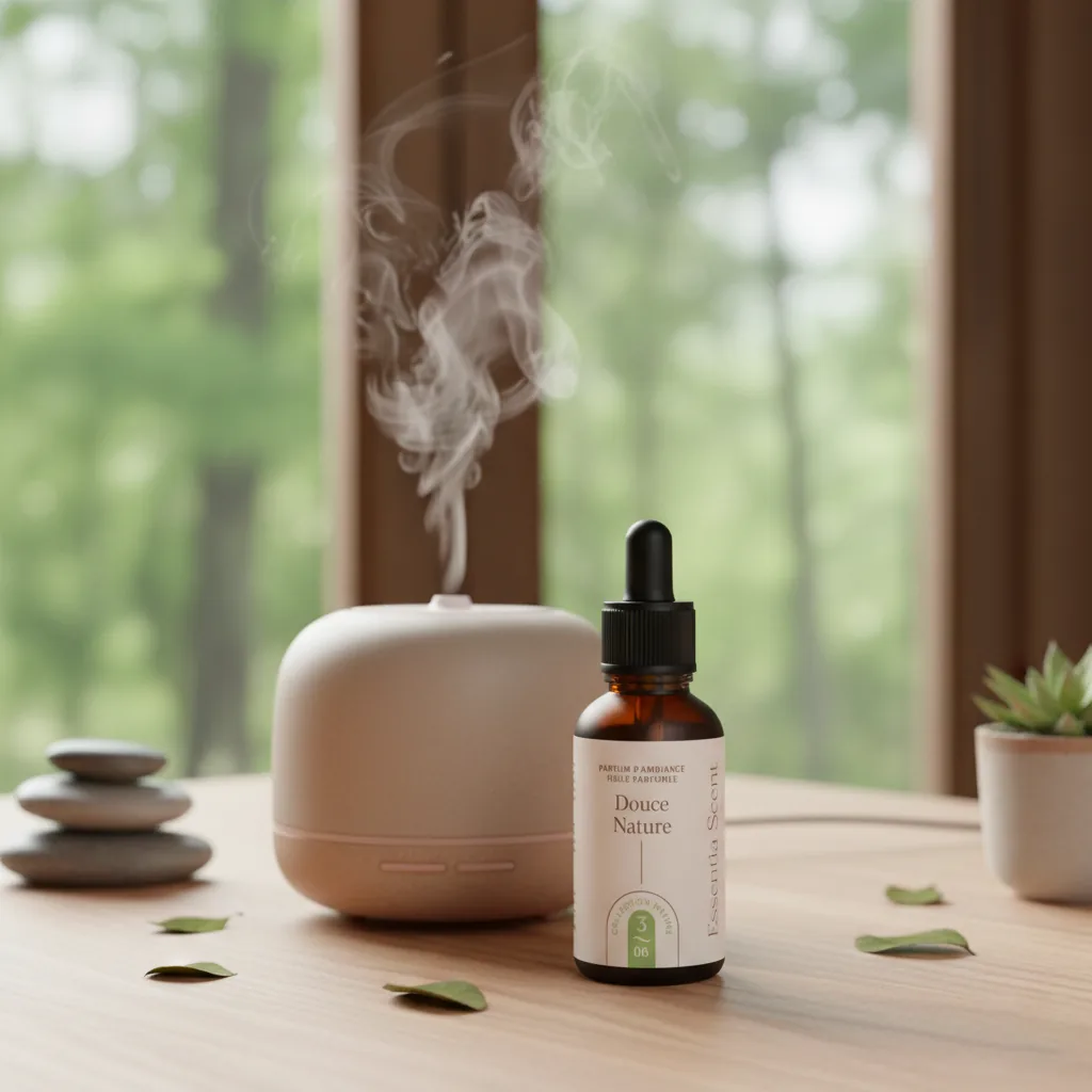 Douce Nature en diffusion ultrasonique avec galets et eucalyptus · Parfum d'ambiance nature Essentia Scent